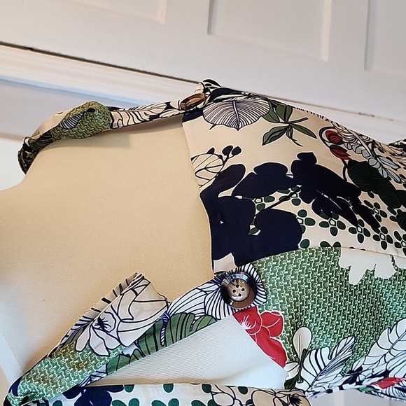 NWT Dalia MacPhee Pleated Tie Shoulder Floral Dress, Size S - Picture 13 of 16